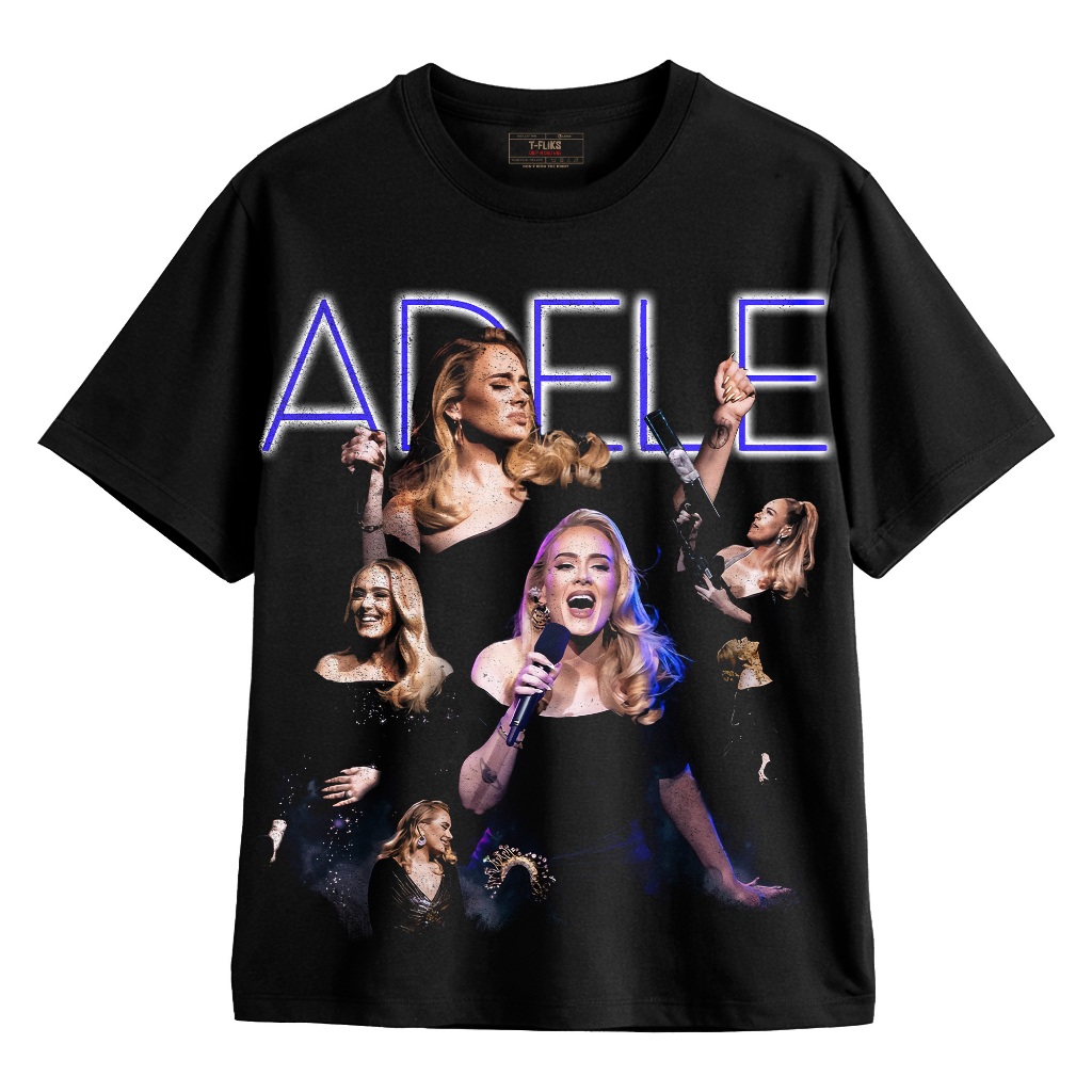 ADELE KAOS BAND TSHIRT OVERSIZE UNISEX HITAM - TFLIKS