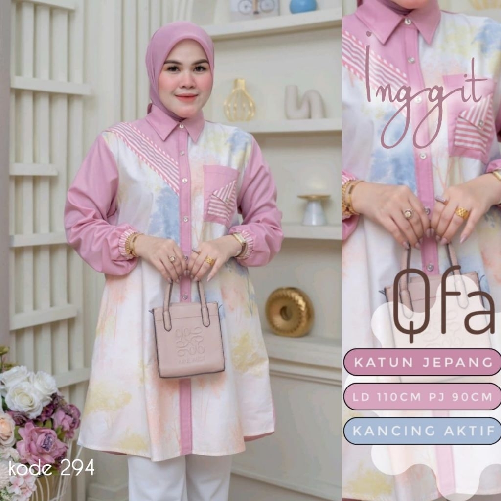 INGGIT TUNIK WANITA JUMBO BAHAN KATUN JEPANG PREMIUM MOTIF BUNGA BY QFA