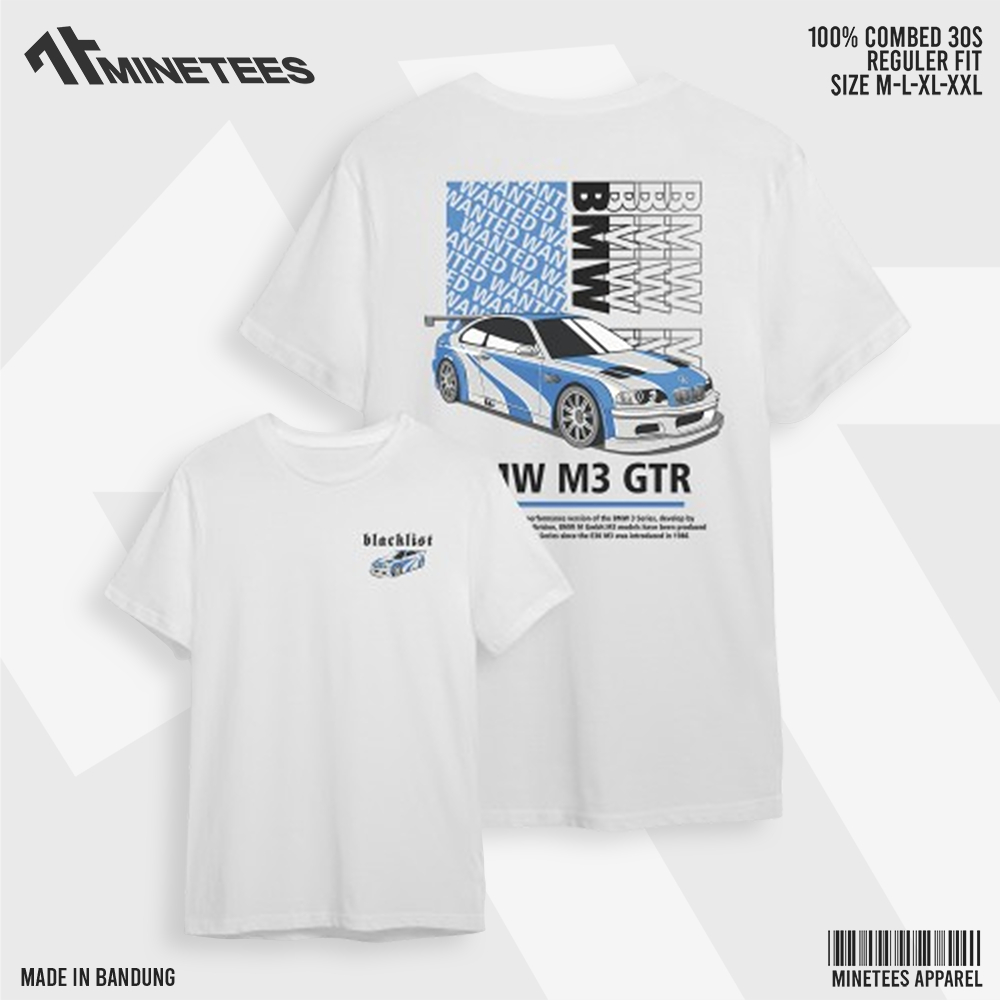 Tshirt Kaos Pria BMW M3 GTR Need For Speed Most Wanted Putih Combed 24s