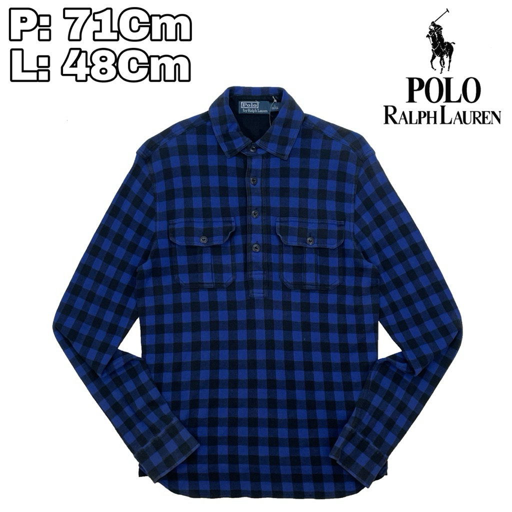 B35 Kemeja Outdoor Casual Polo Ralph Lauren Japan Flannel Vintage Blue Tebal