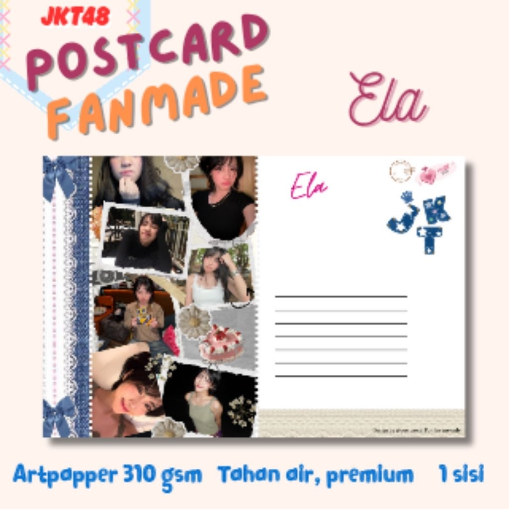 

Postcard Kartu Ucapan Fanmade JKT48 - ELA Series Koleksi Edisi Spesial – Doff Finish 310gsm