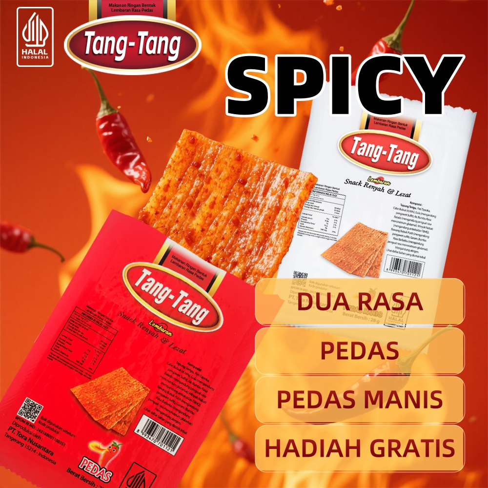 

28G*16Pcs Spicy Strips Juicy Snack Rasa Pedas Manis Renyah Dengan Rasa Pedas Manis Halal Dan Bpom