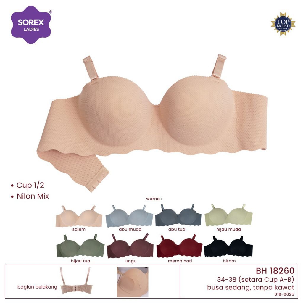 Sorex Bra Seamless Tanpa Kawat 18260 Cup A Push Up