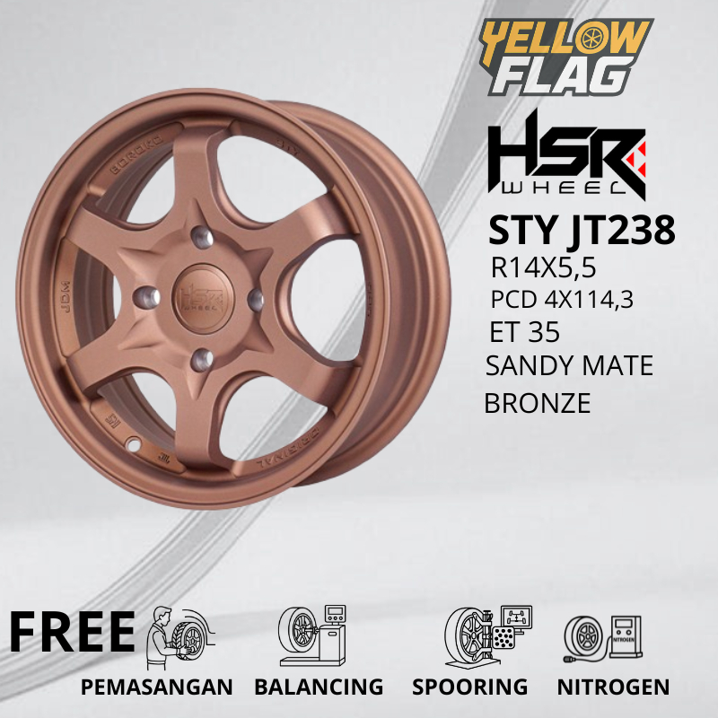 VELG MOBIL RACING RING 14 PCD 4X114,3 HSR STY BRONZE PELEK MOBIL AVANZA, CARRY, ACCENT