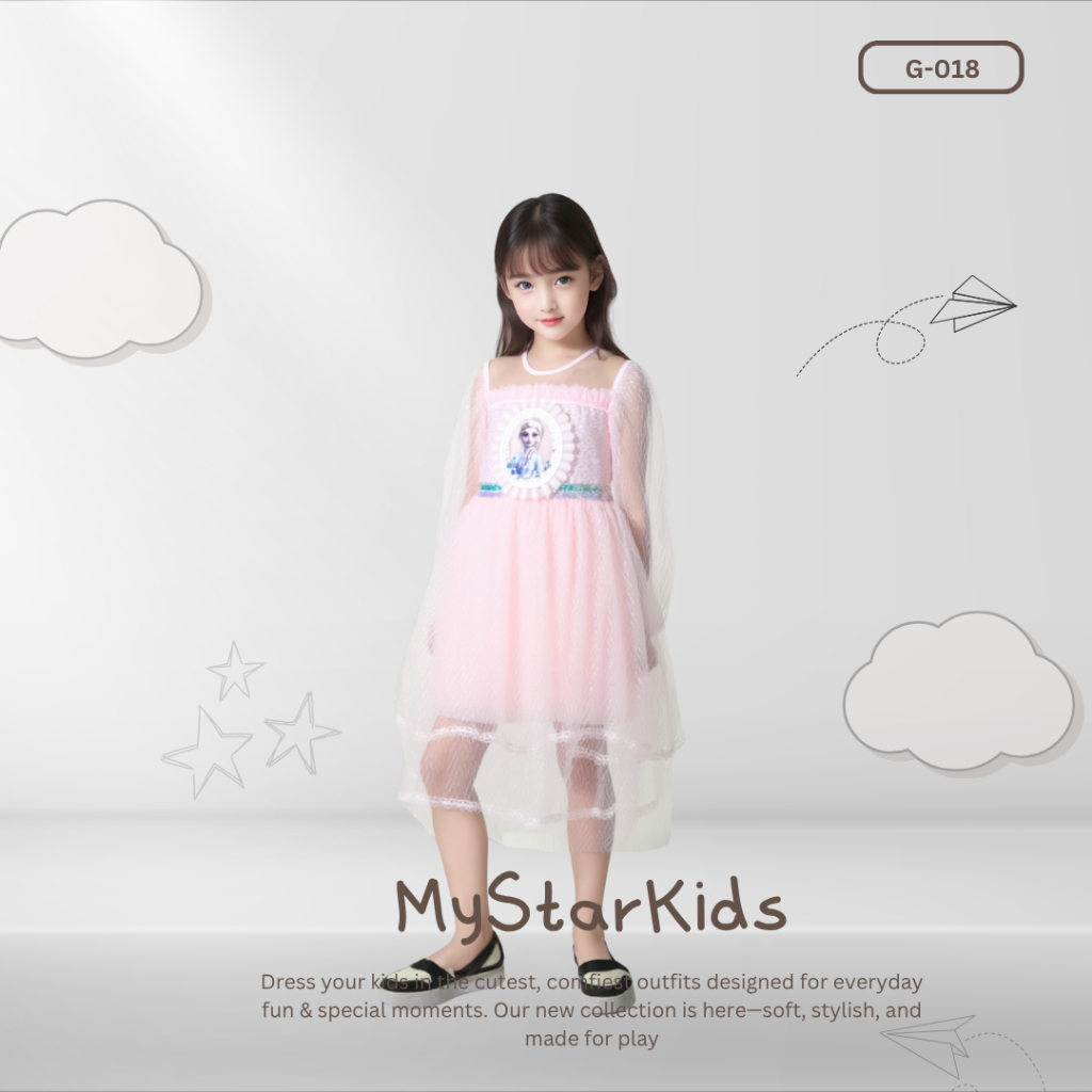 G18 GAUN ANAK//MODEL TILE//GAUN PINK/GAUN ANAKLENGAN PANJANG//IMPOR//PREMIUM//COD//GRATIS ONGKIR//