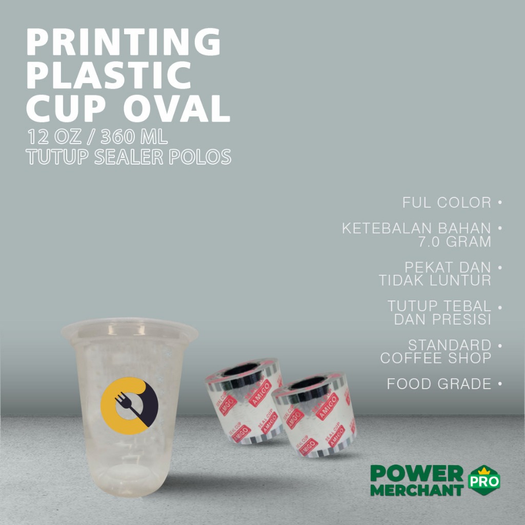 Wonder Cup || Custom Printing Oval Plastic Cup12 Oz, 14 Oz, 16 Oz, 18 Oz, 22 Oz, Cup Gelas Minuman P