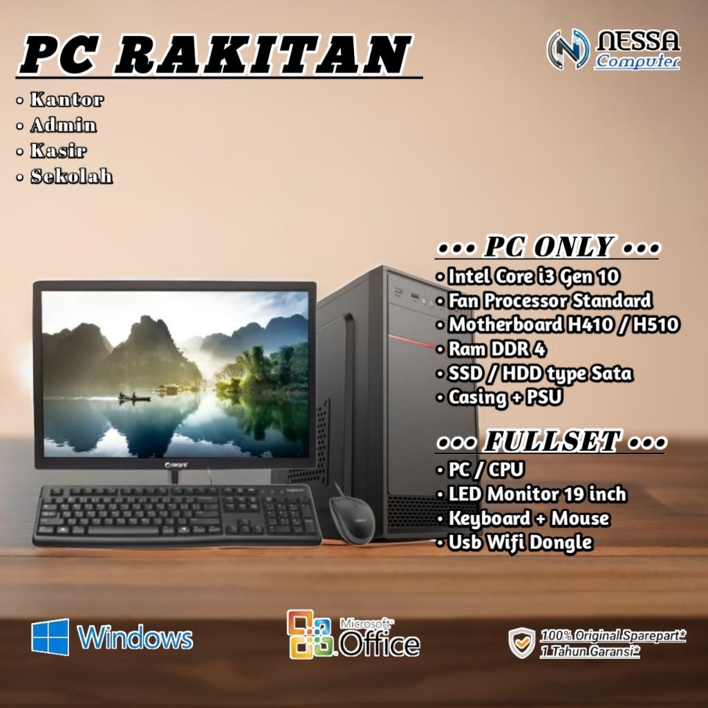 PC Rakitan Intel Core i3 10100 / 10105 /f Gen 10 - PC Only / Fullset - Garansi 1 Tahun