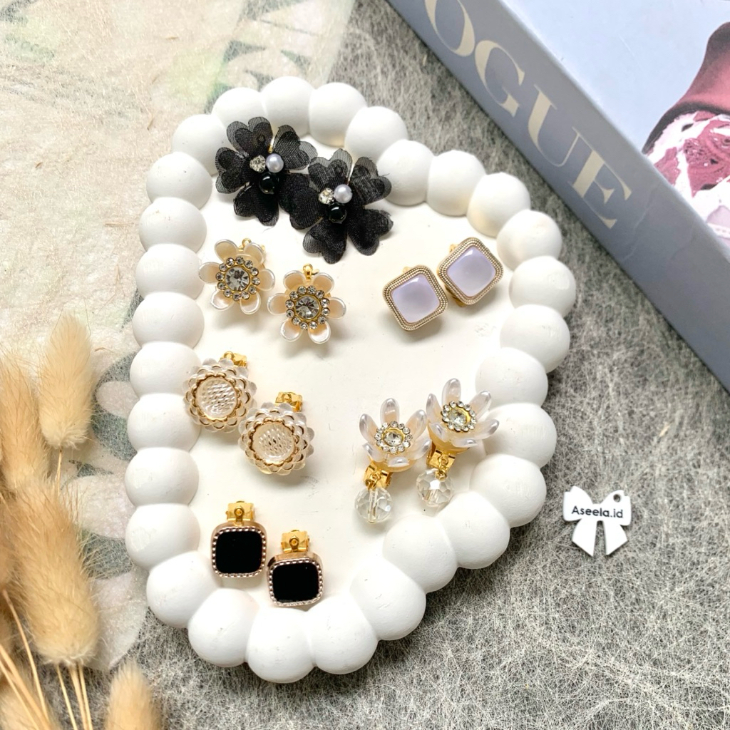 Favorit Paket Anting KlipAnting JepitAnting Hijab Bunga Lucu Isi 6 Earrings