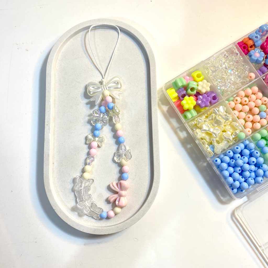 Gantungan HP Aesthetic Manik-manik Pink