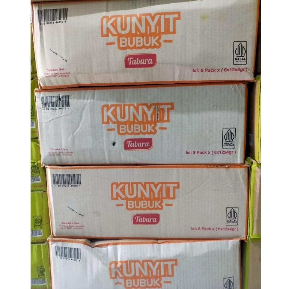 

Grosir Kunyit Bubuk Tabura 4gr 1 dus isi 8 pack