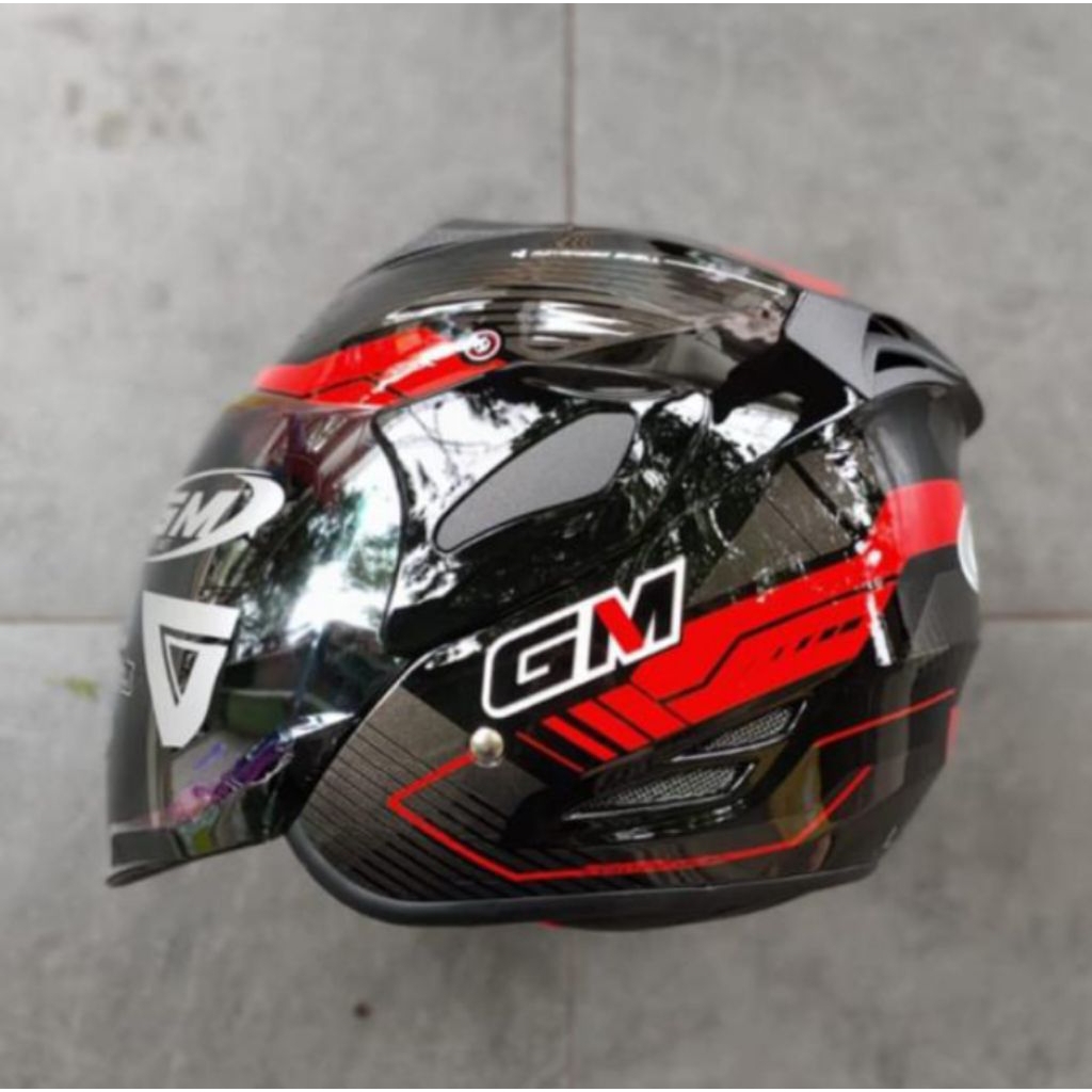 HELM HALF FACE GM FIGHTER MOTIF CORAK VENDER KACA PELANGI RAINBOW