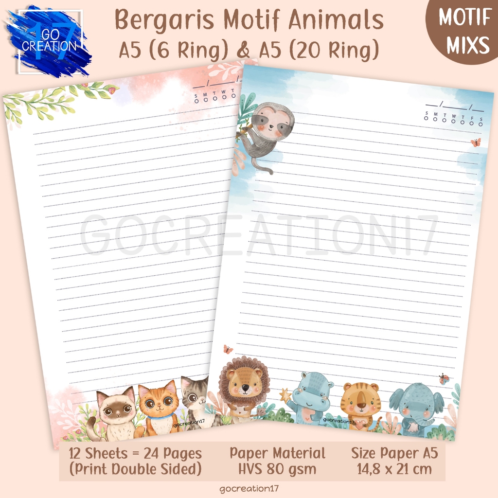 

Buku Planner Kertas Isi Binder Line Bergaris Animals Motif A5
