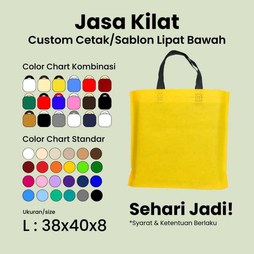 

1 LUSIN/12 PCS - Tas Spunbond Press Handle Box 38x40 cm Kantong Goodie Bag