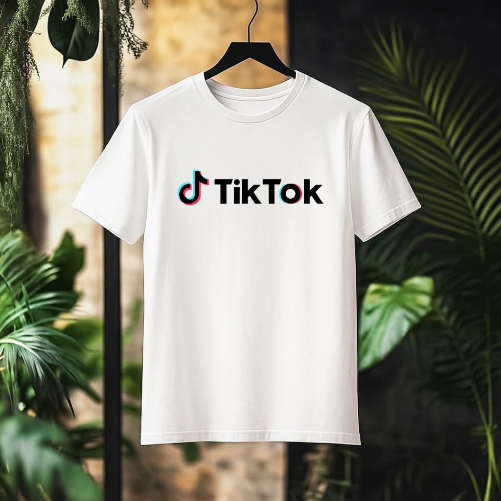 Kaos TikTok Hitam Logo Kekinian Unisex Katun Combed 24s Baju Distro Pria Wanita Trendy Nyaman Dipaka