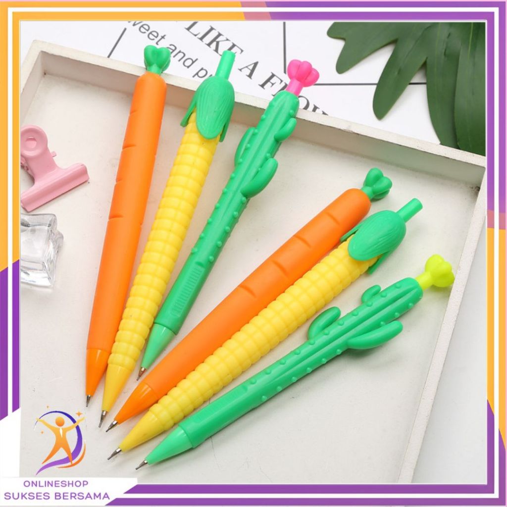 

OSB Pensil Mekanik Bentuk Sayuran Mechanical Pencil Vegetables Aesthetic Fancy Wortel Corn Alat Tulis Anak Sekolah Murah