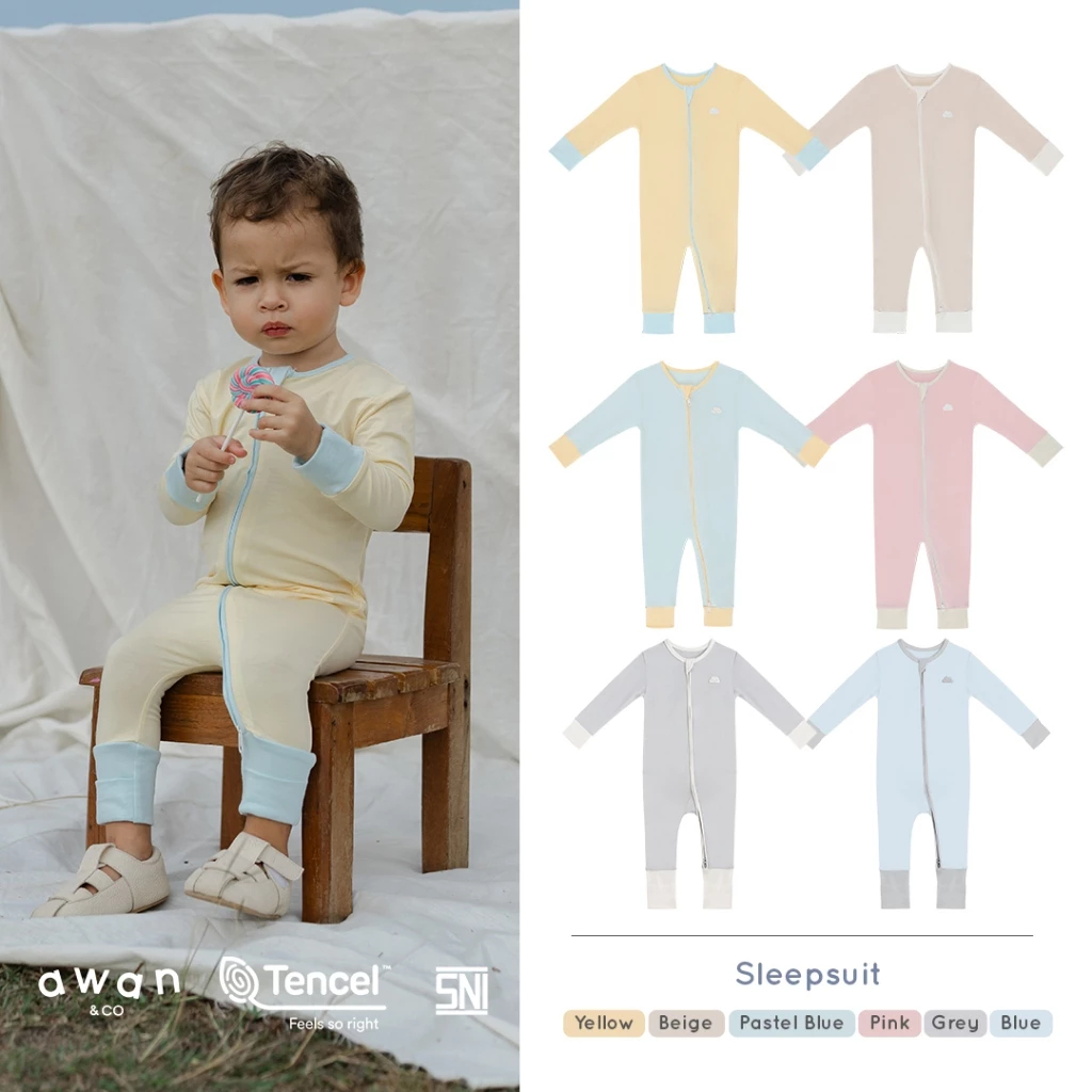 Awan & Co - Sleepsuit TENCEL | Baju Tidur Anak bahan Tencel | Baby Pajamas Tencel