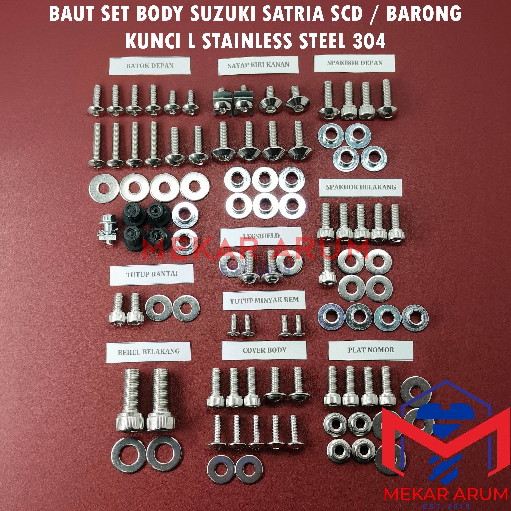 Baut Body Suzuki Satria FU SCD / Barong Kunci L Stainless Steel 304