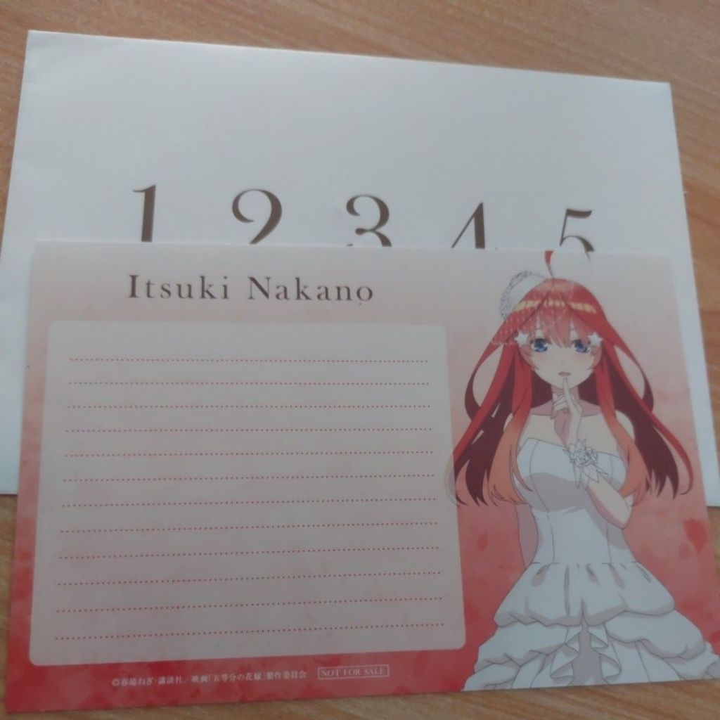 

Postcard Amplop Official Gotoubun no Hanayome Movie Nakano Itsuki