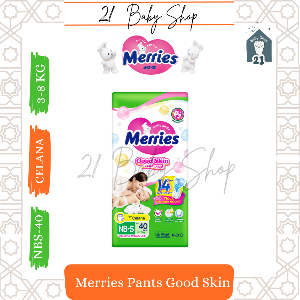 Merries Pants Good Skin NB S Isi 40| Pampers Bayi Celana Murah Newborn