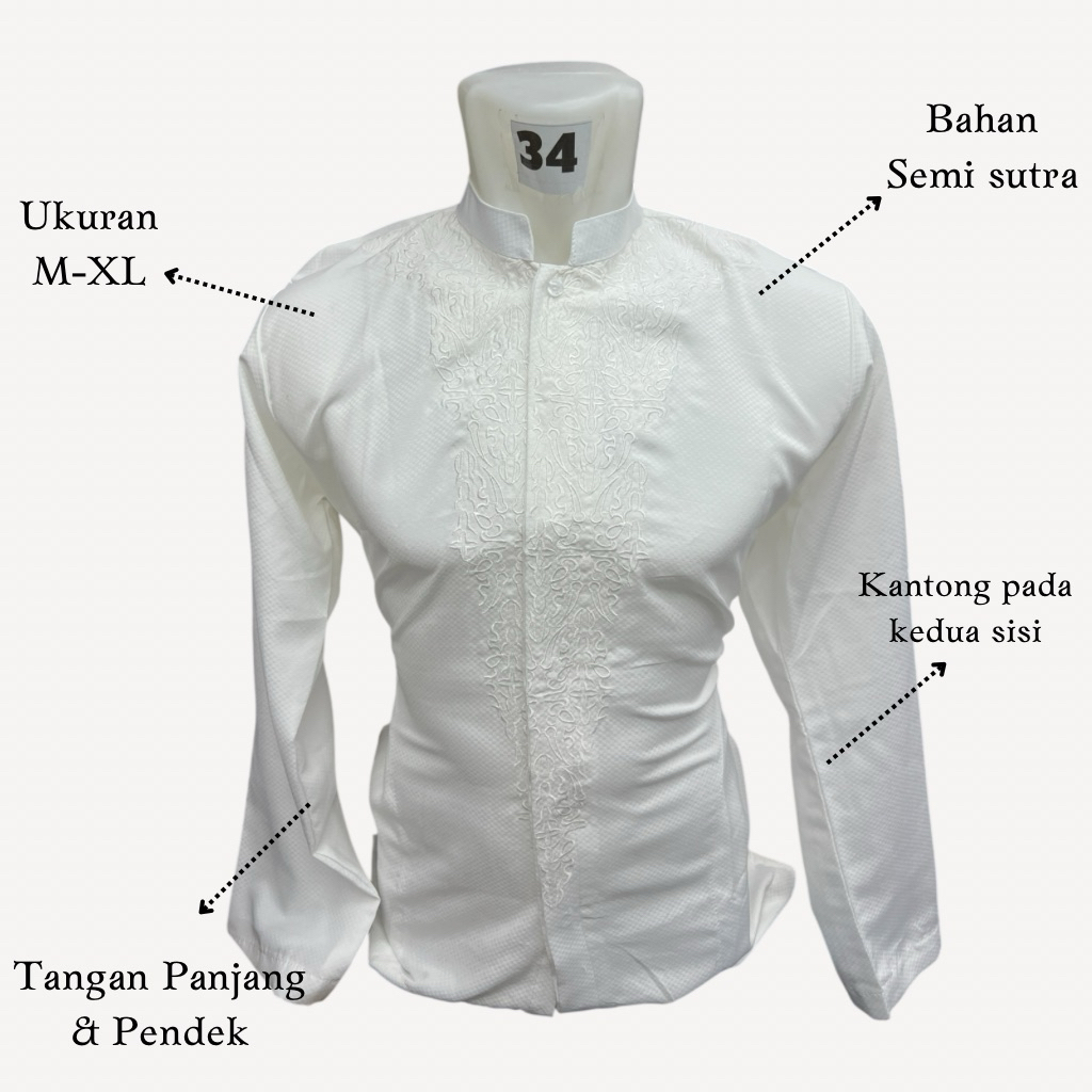 Baju Koko Semi Sutra Khuzai Senada