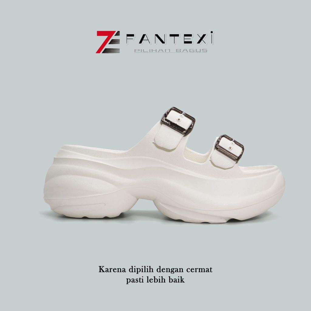 Sandal Selop Strip Dua Wanita Tinggi Wedges Sandal Jelly Wanita Korea Kekinian