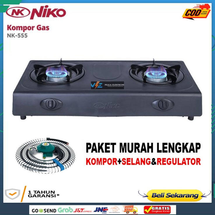 NIKO NK 555 / KOMPOR GAS MURAH 2 TUNGKU KOMPOR GAS STENLISS / KOMPOR NIKO SNI