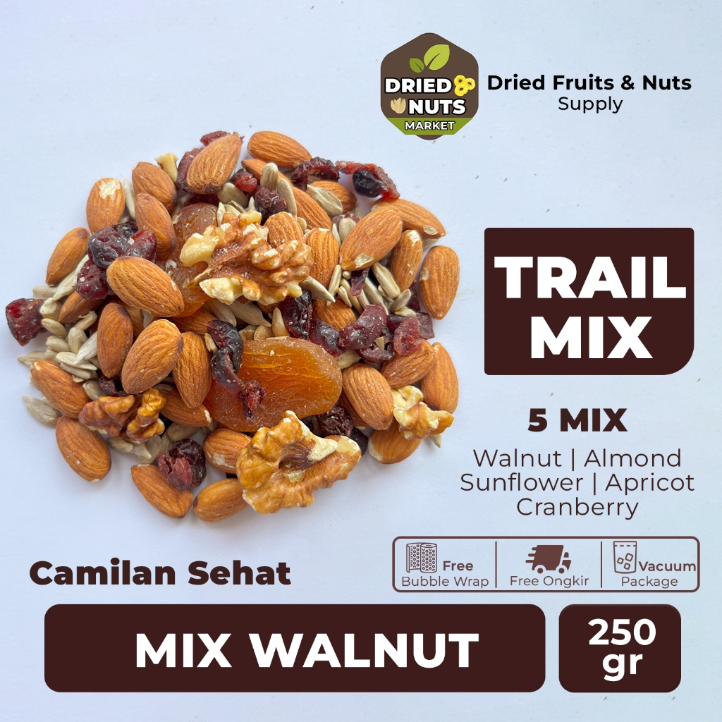 

Mix Walnut 250gr | Trail Mix Kacang & Buah Kering Sehat | Cemilan Diet | Healthy Snack