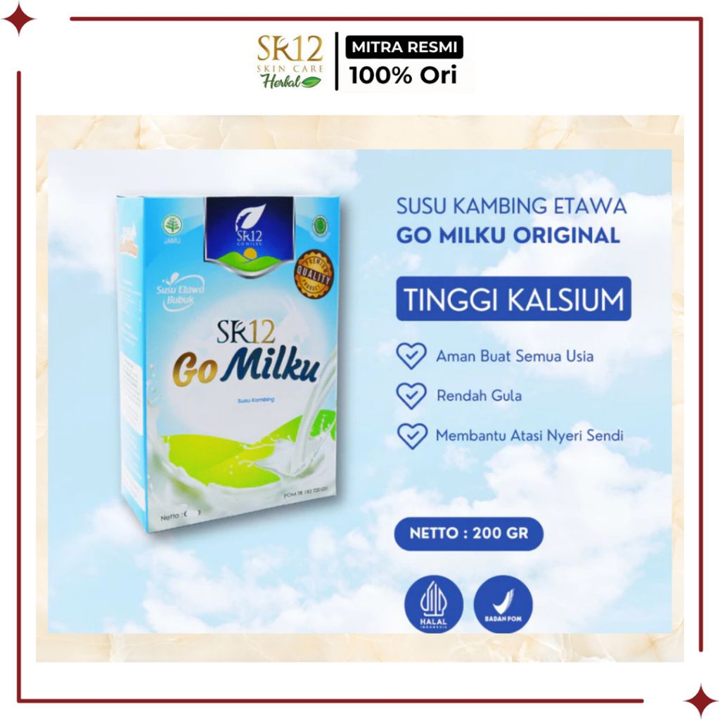 

SR12 Official Mitra - Go Milku Susu Kambing Etawa Rasa Original 200 gr - Membantu mempertahankan imun serta kesehatan tulang dan Memperlancar asi serta membantu kecerdasan otak anak - SR12 Reseller Riau - Pekanbaru - Sumatera