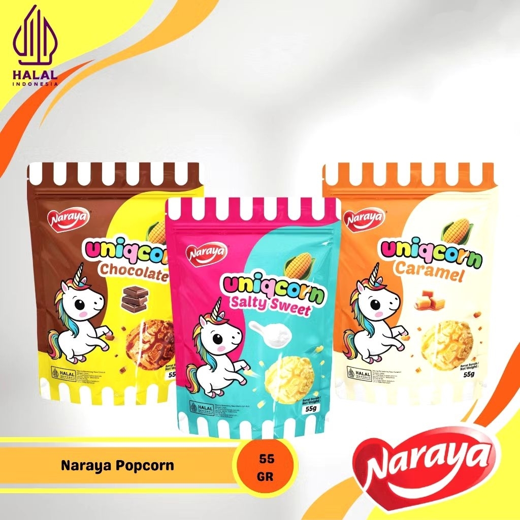 

Naraya uniqcorn POPCORN coklat / salty sweet / caramel 55 gram