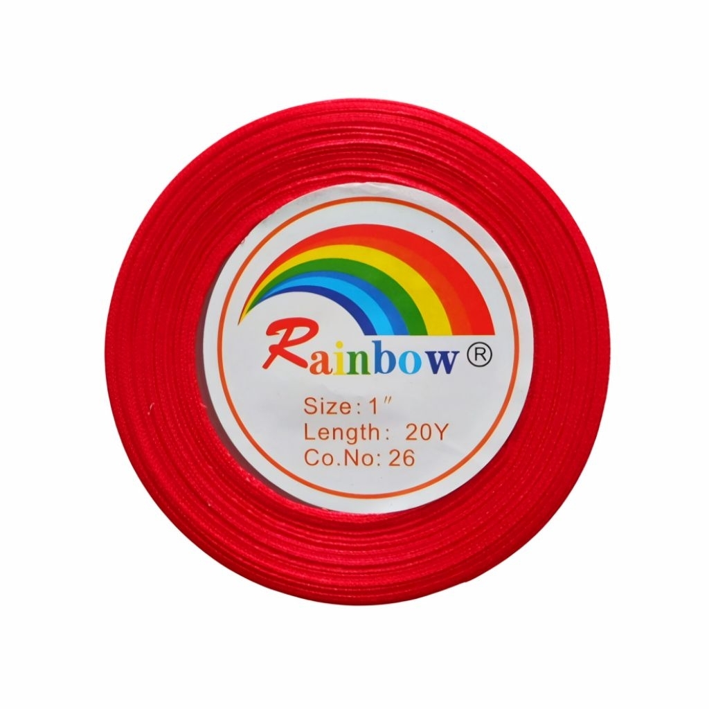 

Pita Satin 1 INCH (2,5 cm) 20 yard Rainbow Brand / Pita Merah / Pita Craft / Pita Hampers / Pita Bouquet