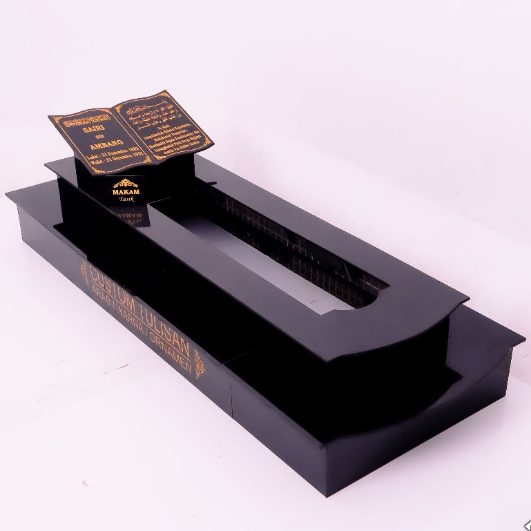 MAKAM TASIK - BATU NISAN - BADAN MAKAM BODY KIJING 2 TRAP POLOS/BUKU - K22 - FULL GRANIT TILE + PACK