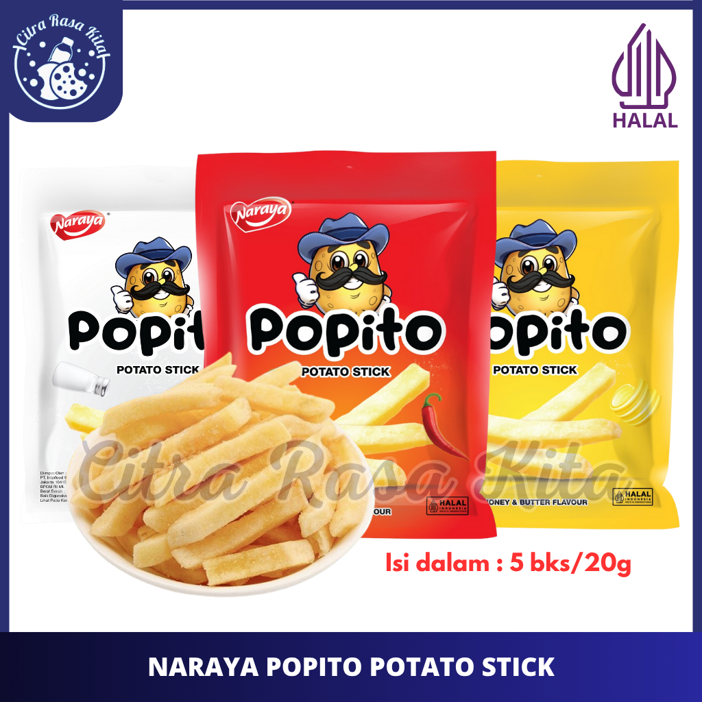 

Naraya Popito Potato Stick Rasa Salted, Honey Butter & Hot Spicy Halal 100g