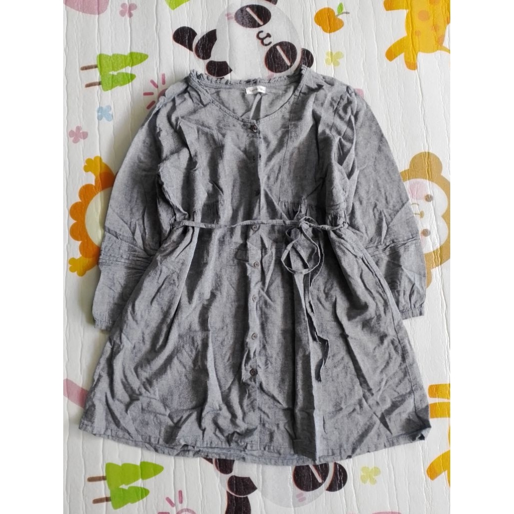 preloved kemeja blouse wanita abu abu tali