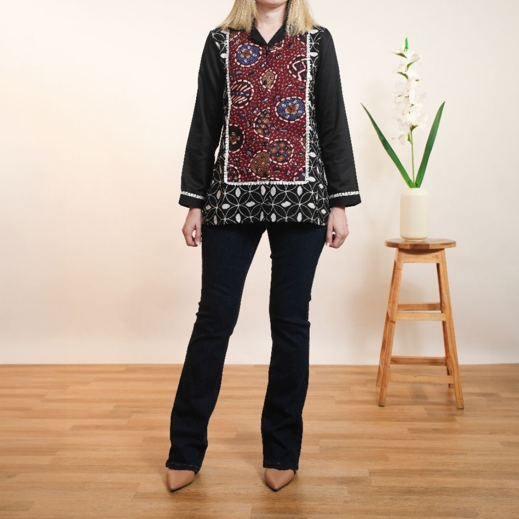 Blouse Batik Tulis  BT 1 Atasan Blus Kerja Wanita Modern