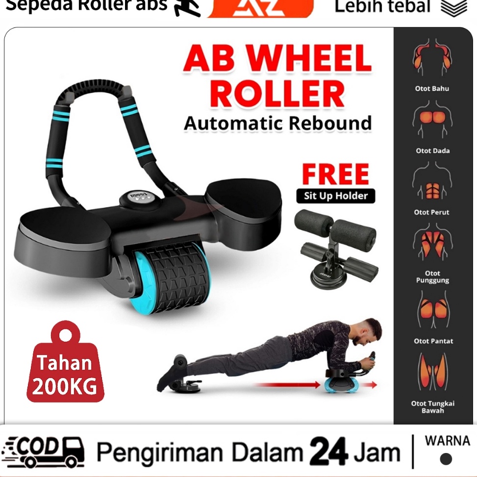 KODE U78Z Ab Wheel Double Wheel  Abdominal Roller  Ab Roller  Alat Push Up Stand Bar Alat Gym