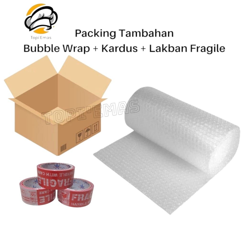 

Packing Tambahan Bubble Wrap Kerdus Lakban Fragril
