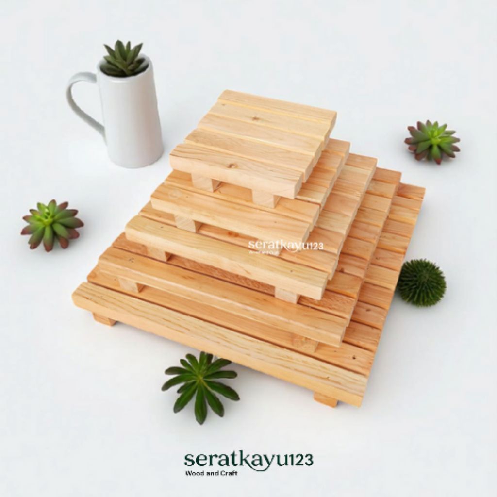 Palet Kayu Estetik Tatakan Dapur Serbaguna Anti Panas / Alas Kayu Dekorasi Fotografi Props
