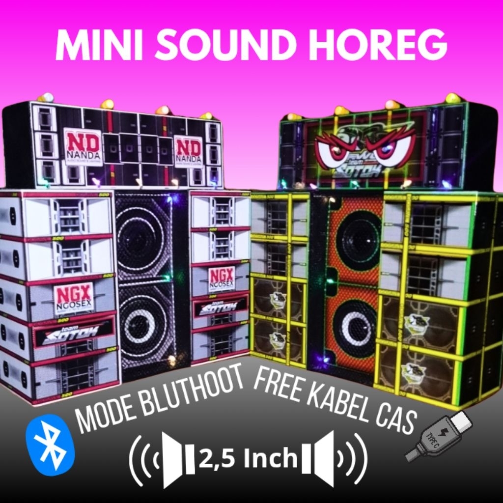 Miniatur Horeg Sound System Mode Bluetooth 2 Speaker 2,5 Inch Suara Full Nroktok Mbedil