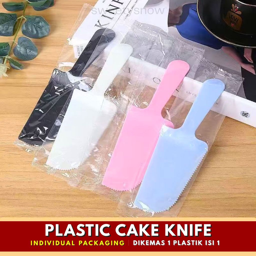 [1pc] PISAU KUE PLASTIK / Pisau Kue Ultah warna warni / pisau plastik kue individual packaging / DIS