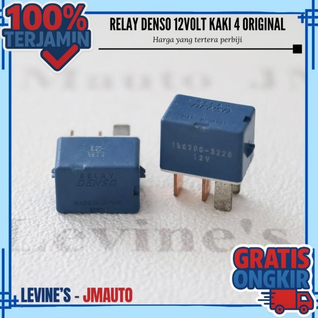 relay Denso 12Volt kaki 4 original (harga perbiji) / relay biru mini / relay 12Volt kaki 4 156700-32