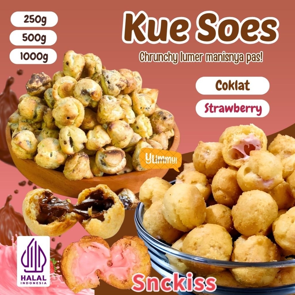 

Snack Soes Coklat 500g/1kg parcel lebaran idul fitri camilan Makanan Kue Sus Kering lsiCoklat Soes Aneka Varian Rasa Soes lsi coklat dan starberry
