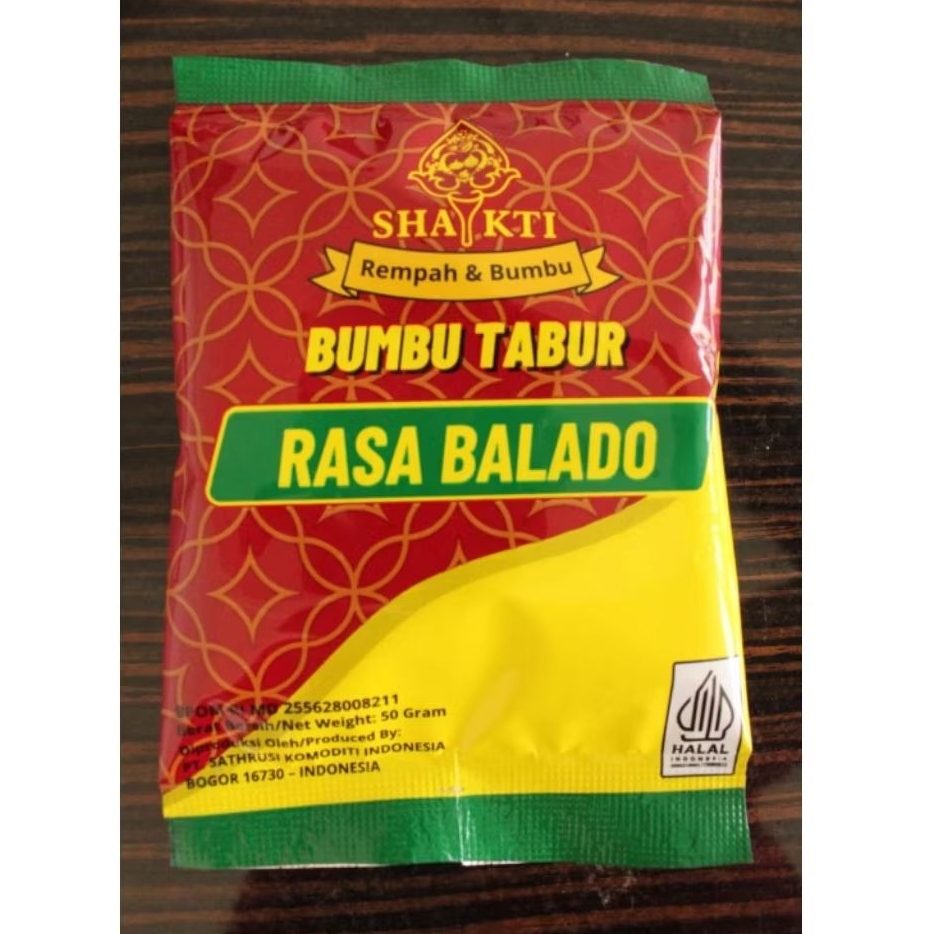 

Shakti Bumbu Tabur rasa Balado 50 gram | Balado pedas manis | Balado renceng isi 10pcs | Balado super | Balado Cemilan | Balado murah | Bumbu Tabur Instan Penyedap rasa