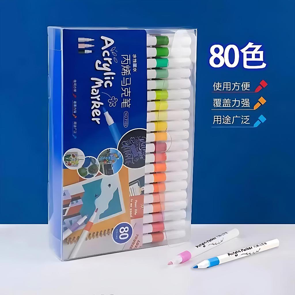 

【80 Warna】Acrylic Marker Set Spidol Akrilik DIY Painting Spidol Pastel Pulpen Highlight Drawing Warna