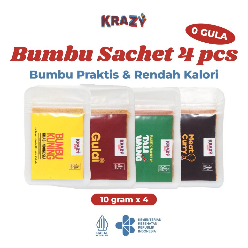 

KRAZY SPICES Kemasan Satchet Bumbu Diet Marinasi Dry Rub 10 gr x 4 pcs