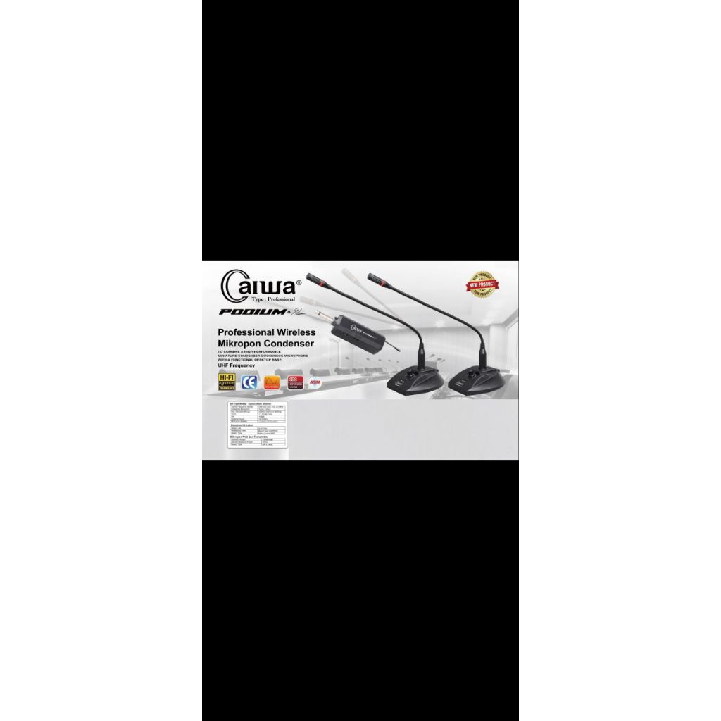 Mic Meja Wireless Conference Aiwa Podium-2 -- Double Mic/2buah Mic Podium