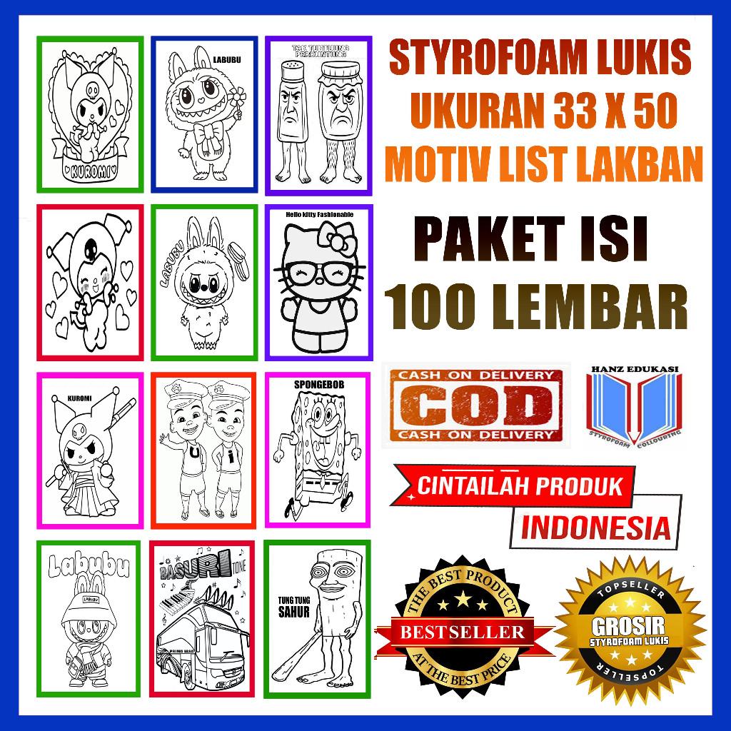 

Paket 100 pcs styrofoam lukis List lakban uk 33 x 50