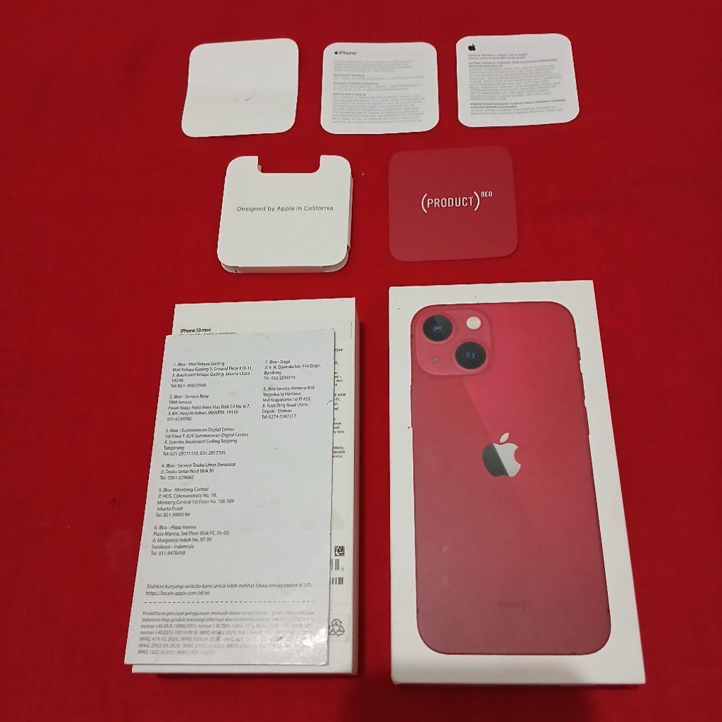 dus box iphone 13 mini red original 100 % copotan ibox lengkap manual book