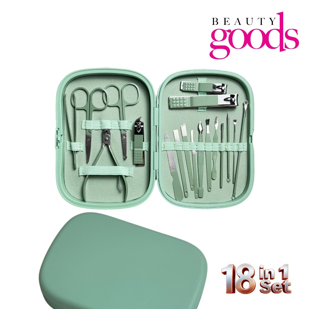 Gunting Kuku Set lengkap Alat Perawatan Kuku Cantengan Alat Manicure Isi 18Pcs Box Premium