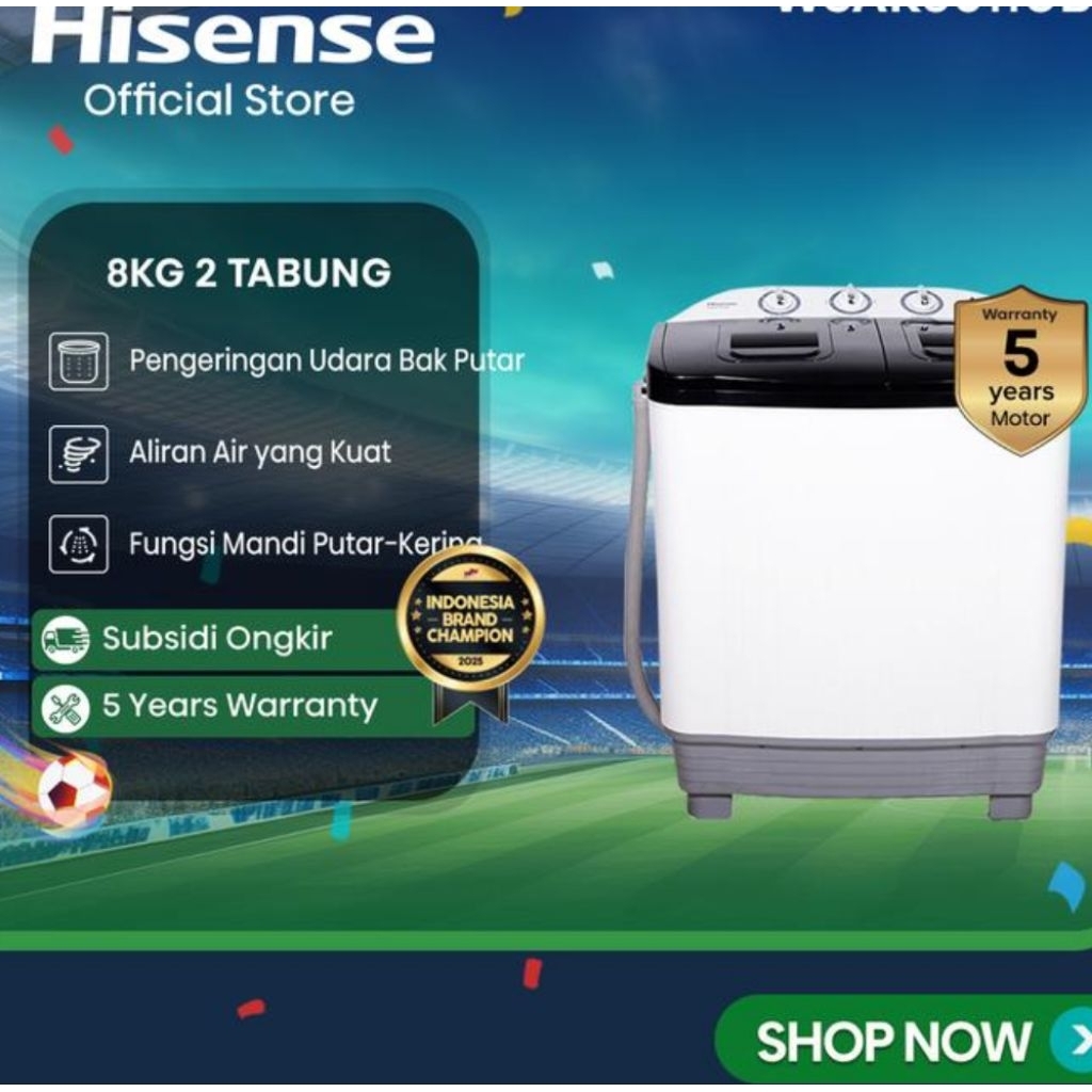 PROMO MESIN CUCI HISENSE SEMI 2 TABUNG - FREE ONGKIR KHUSUS BELITUNG
