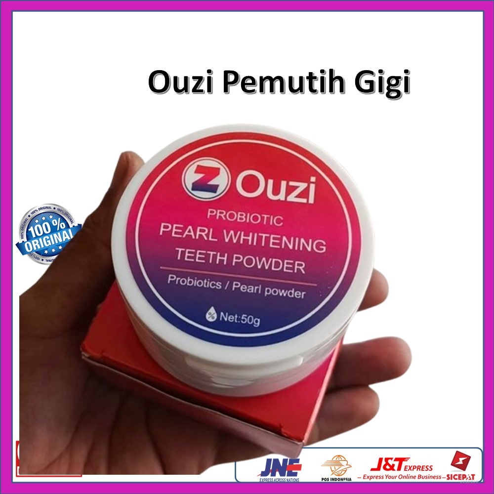 Ouzi Pemutih Gigi Bubuk Perawatan Gigi nafas segar gigi probiotik pearl Tooth cleaning powder